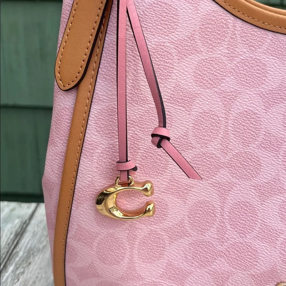 Coach Erin Shoulder Bag In Signature Canvas With Charms Purse Powder Pink